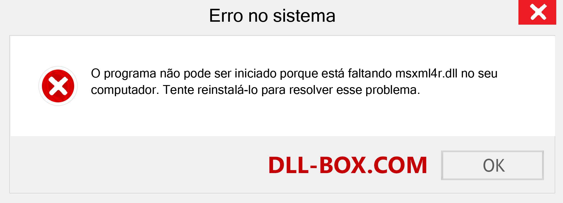 Arquivo msxml4r.dll ausente ?. Download para Windows 7, 8, 10 - Correção de erro ausente msxml4r dll no Windows, fotos, imagens